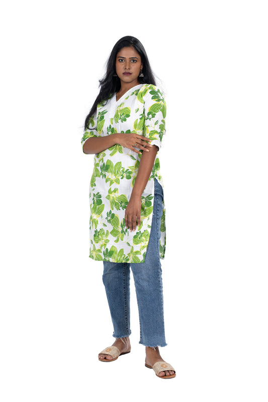 Bloom in Style  Floral Cotton Kurti for Women