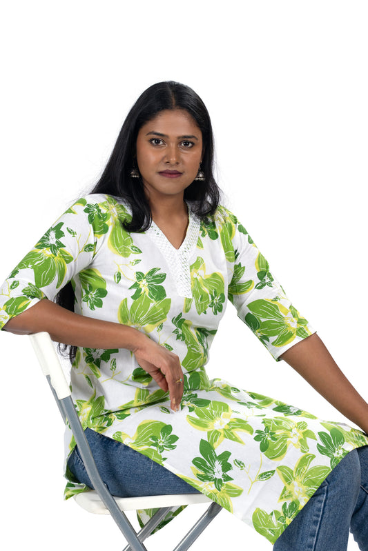 Bloom in Style  Floral Cotton Kurti for Women