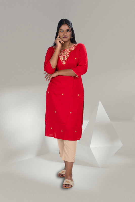 Festive Flame: Red Kurti for Celebrations