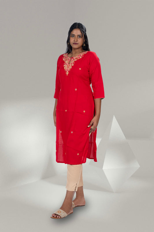 Festive Flame: Red Kurti for Celebrations