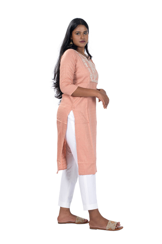 Elegant Peach Kurti Daily Wear Indian Ethnic Top for Women