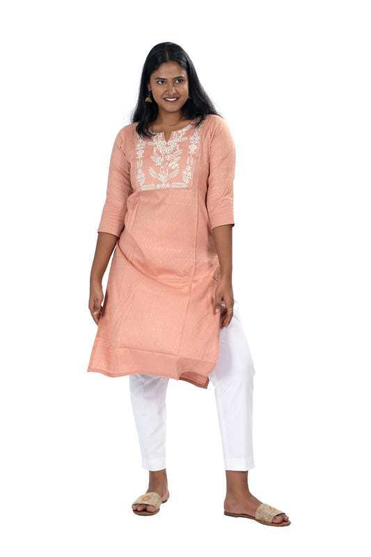 Elegant Peach Kurti Daily Wear Indian Ethnic Top for Women