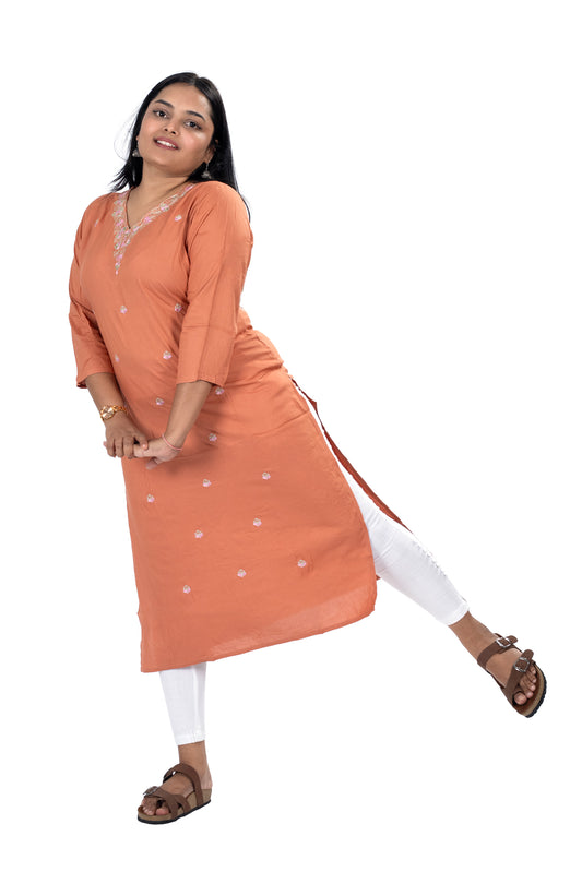 Terracotta Kurti for Women Elegant & Versatile V-Neck Design