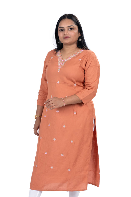 Terracotta Kurti for Women Elegant & Versatile V-Neck Design